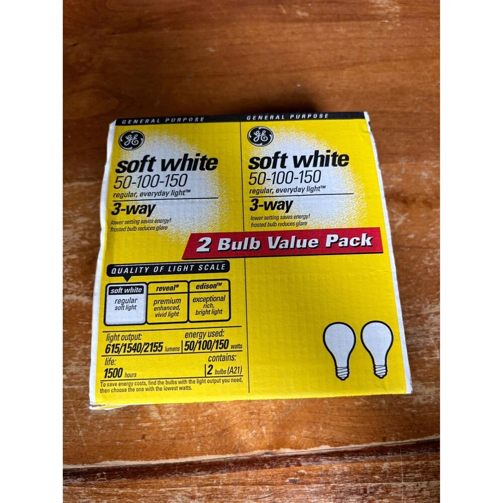 2 GE 3 way light bulbs 50-100-150 watt a19 bulb General Electricnon-led NOS